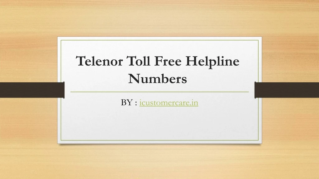 telenor toll free helpline numbers