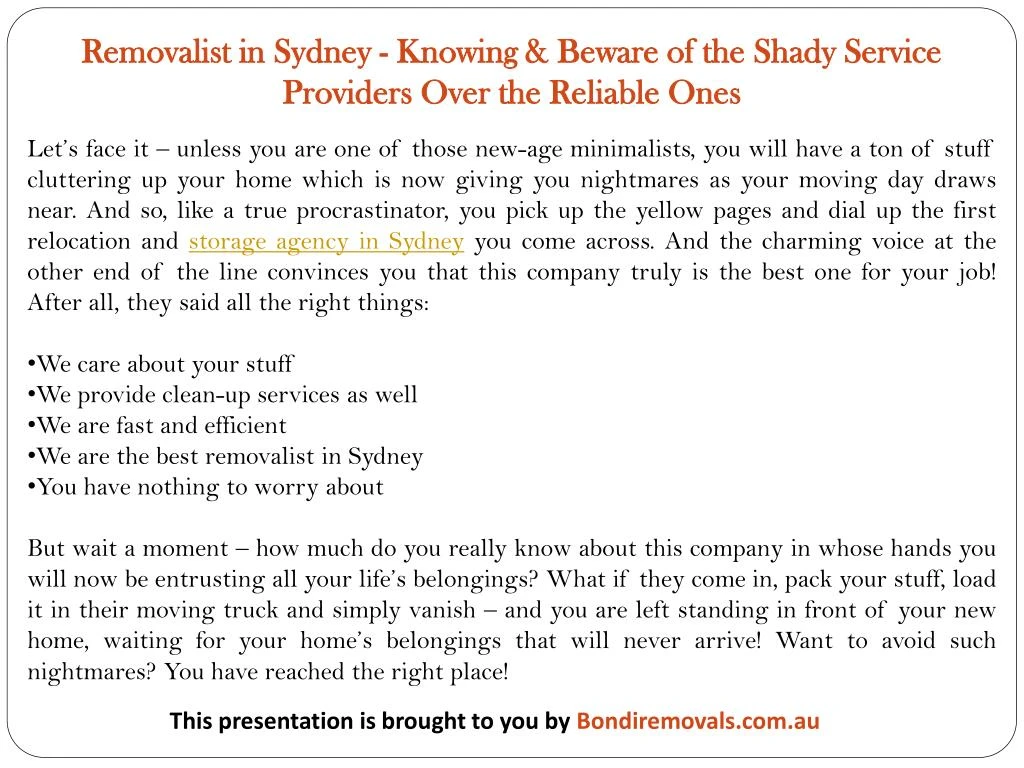 removalist in sydney knowing beware of the shady