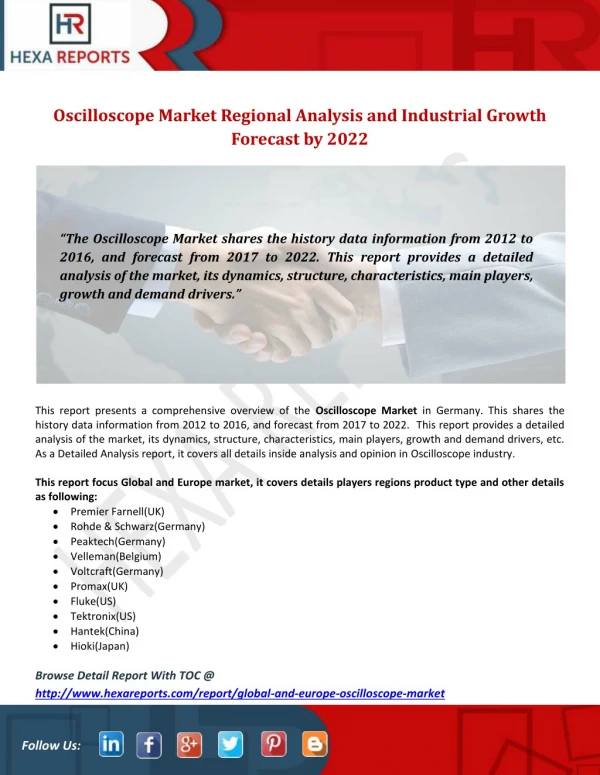 Oscilloscope Market Restraint and Industry Analysis to 2022
