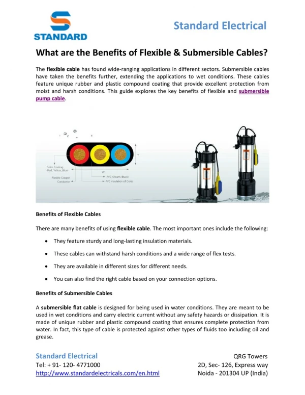 What are the Benefits of Flexible & Submersible Cables?