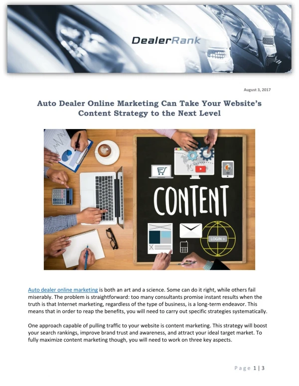 Auto Dealer Online Marketing Can Take Your Website’s Content Strategy to the Next Level