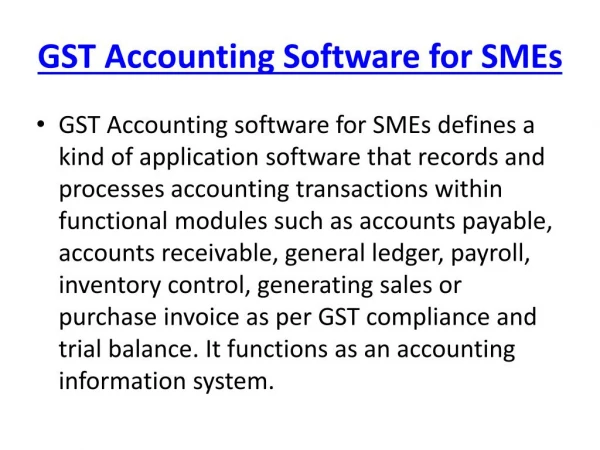 GST Accounting Software SMEs