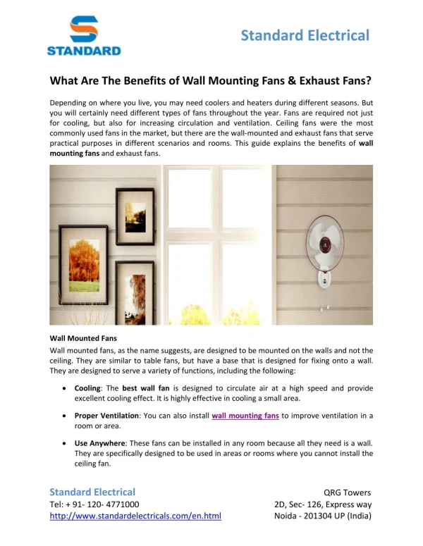 What Are The Benefits of Wall Mounting Fans & Exhaust Fans