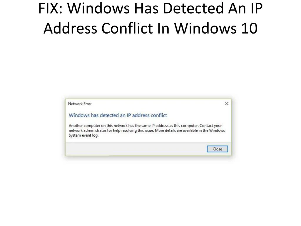 fix windows has detected an ip address conflict in windows 10