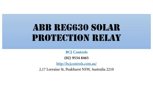 ABB REG630 Solar Protection Relay | Anti Islanding
