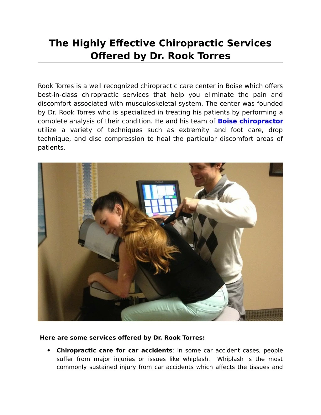 the highly effective chiropractic services