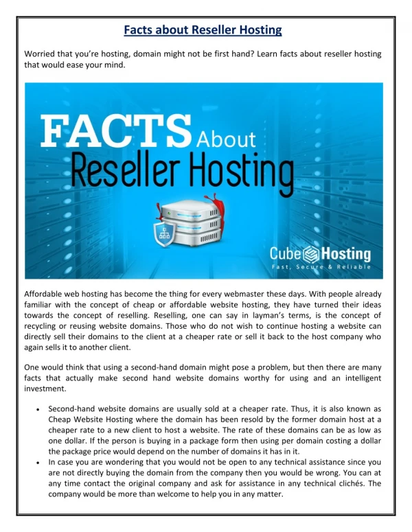 Facts about Reseller Hosting