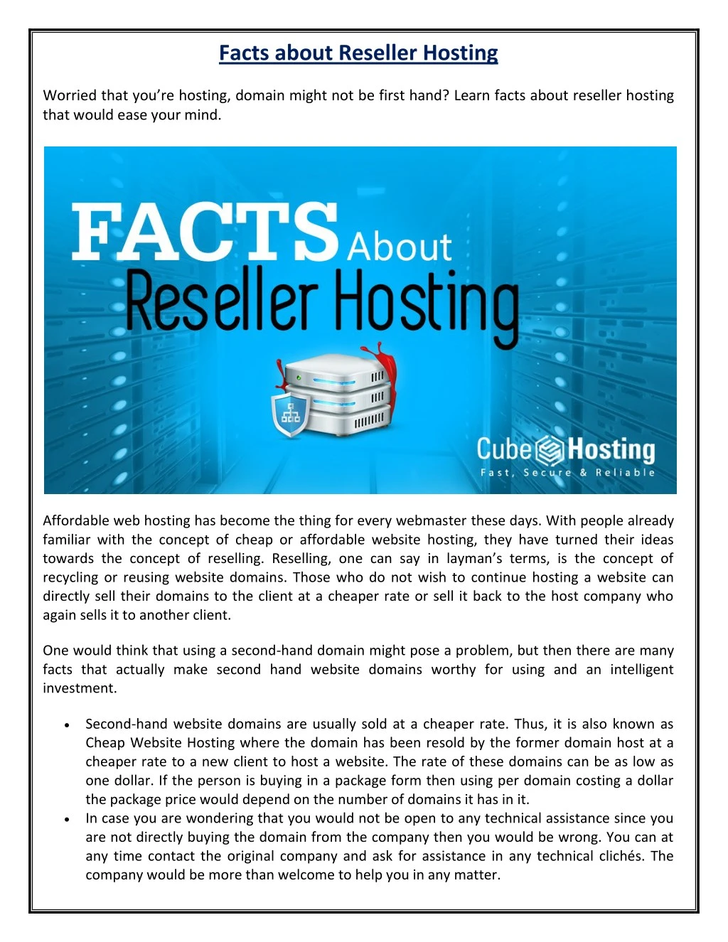 facts about reseller hosting
