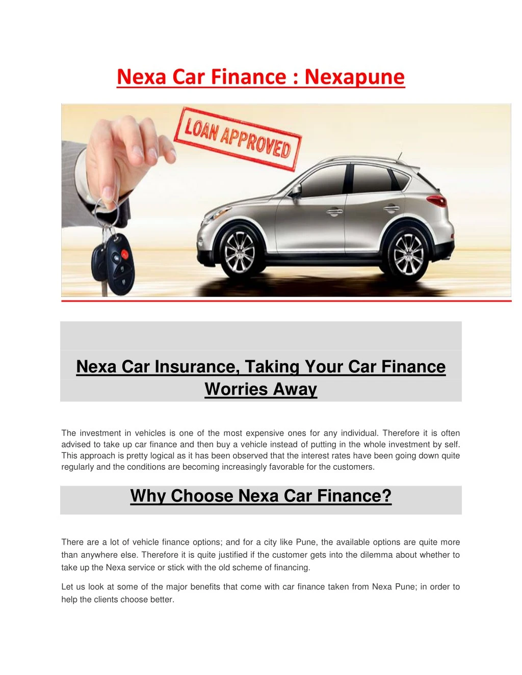 nexa car finance nexapune