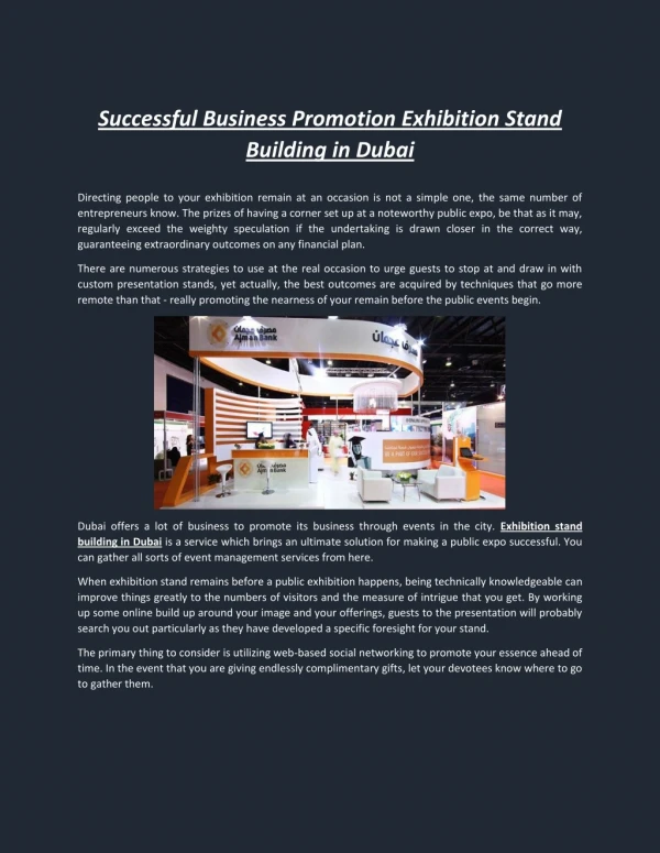 Successful Business Promotion Exhibition Stand Building in Dubai