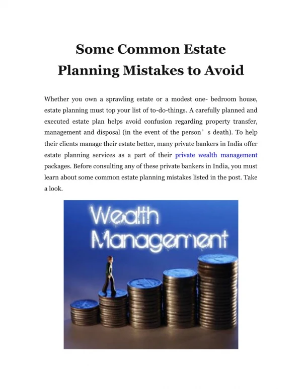Some Common Estate Planning Mistakes to Avoid