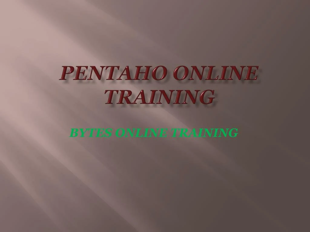 pentaho online training