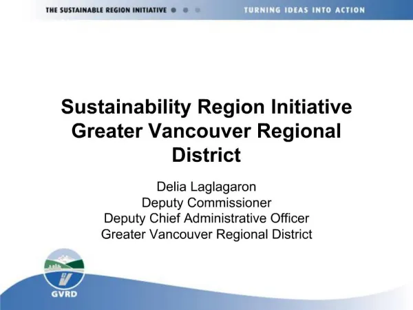 Sustainability Region Initiative Greater Vancouver Regional District