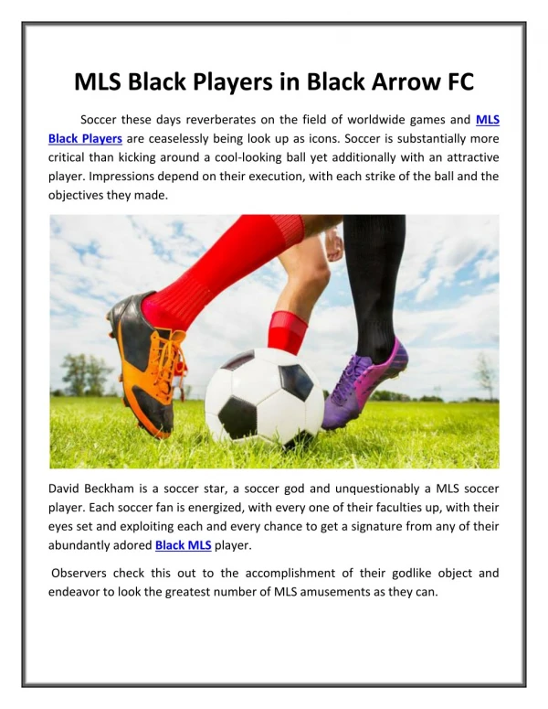 Mls black players in america Black ArrowFC
