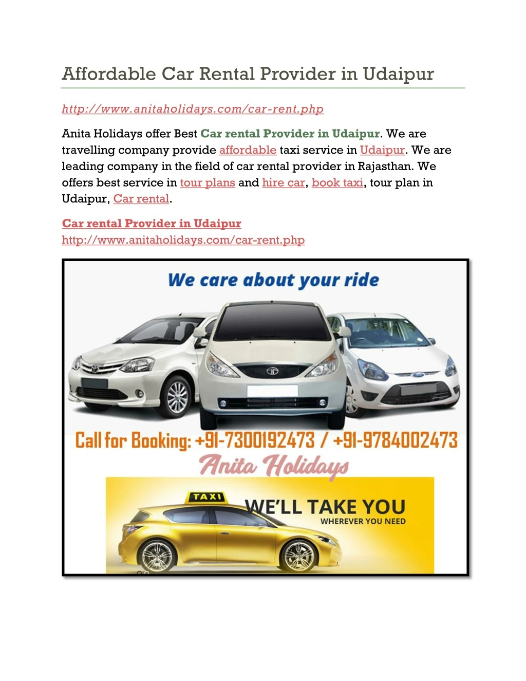 affordable car rental provider in udaipur