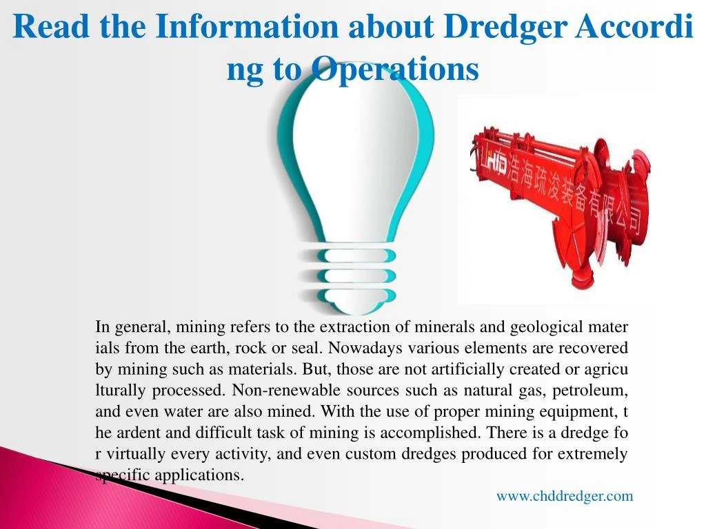 read the information about dredger according