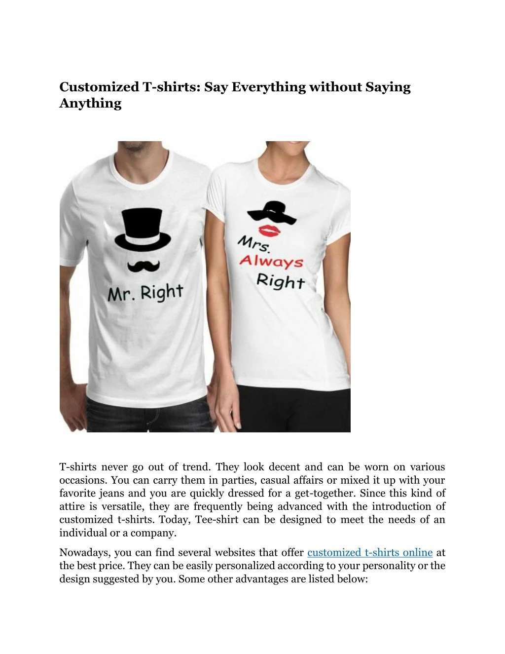 customized t shirts say everything without saying