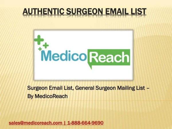 Surgeon Email List, General Surgeons Email Lists - MedicoReach