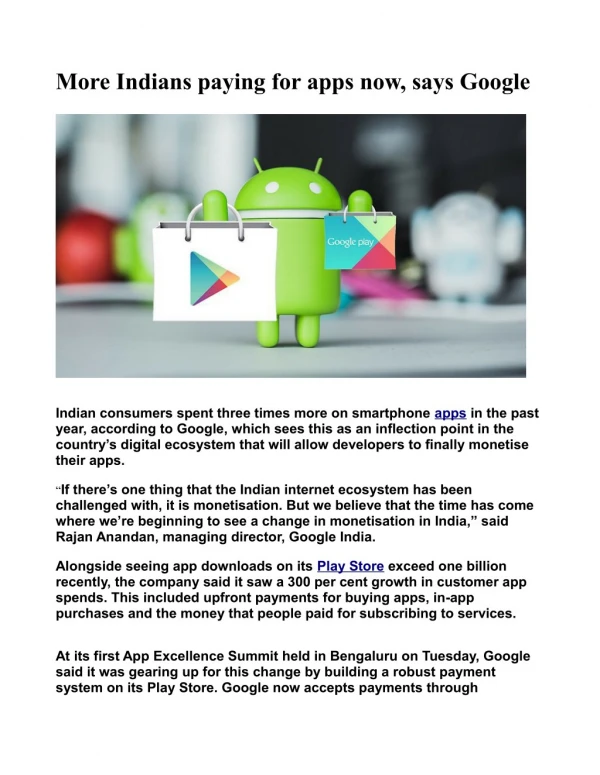 More Indians paying for apps now, says Google