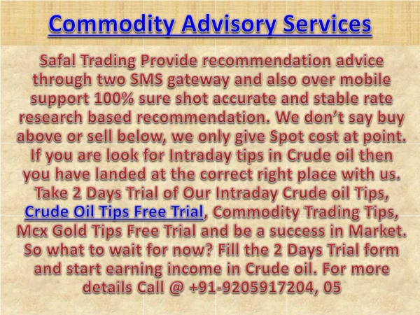 commodity advisory services