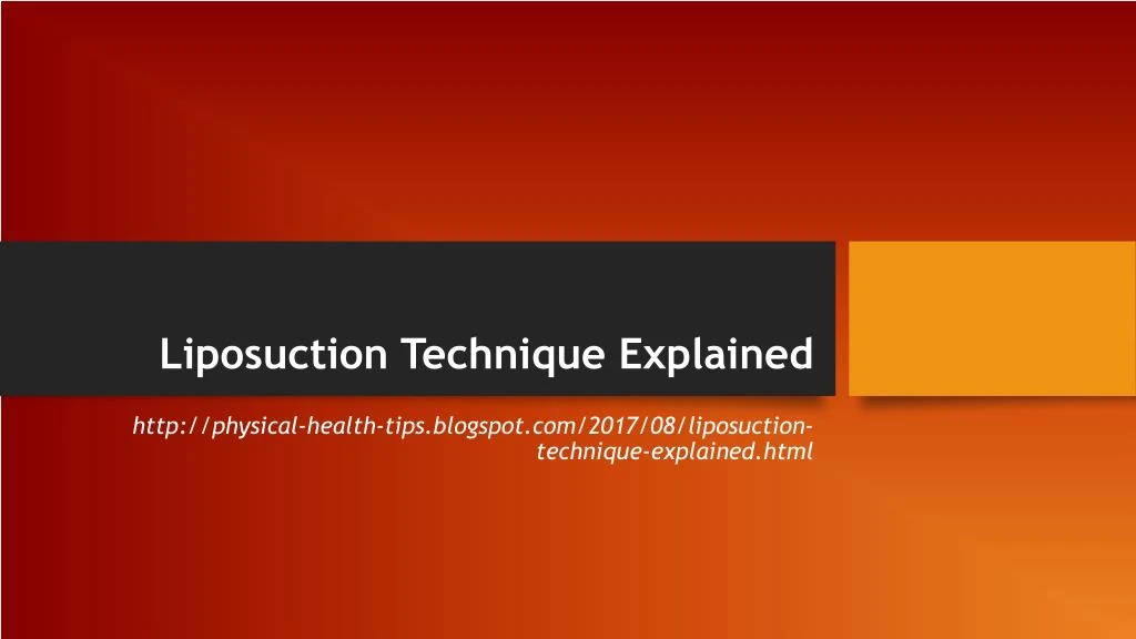 liposuction technique explained