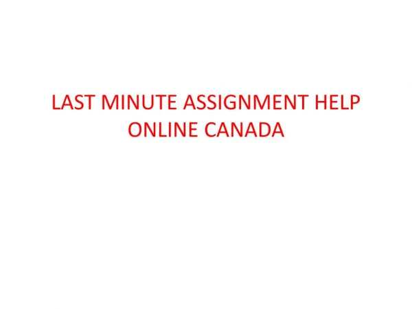 Last Minute Assignment Help Online Canada