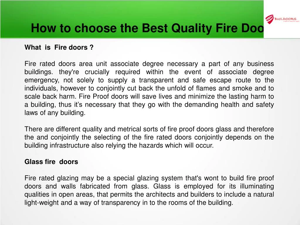 how to choose the best quality fire door