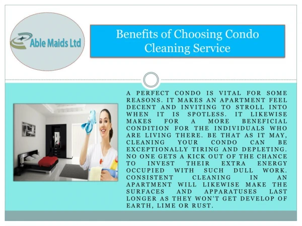 Benefits of Choosing Condo Cleaning Service