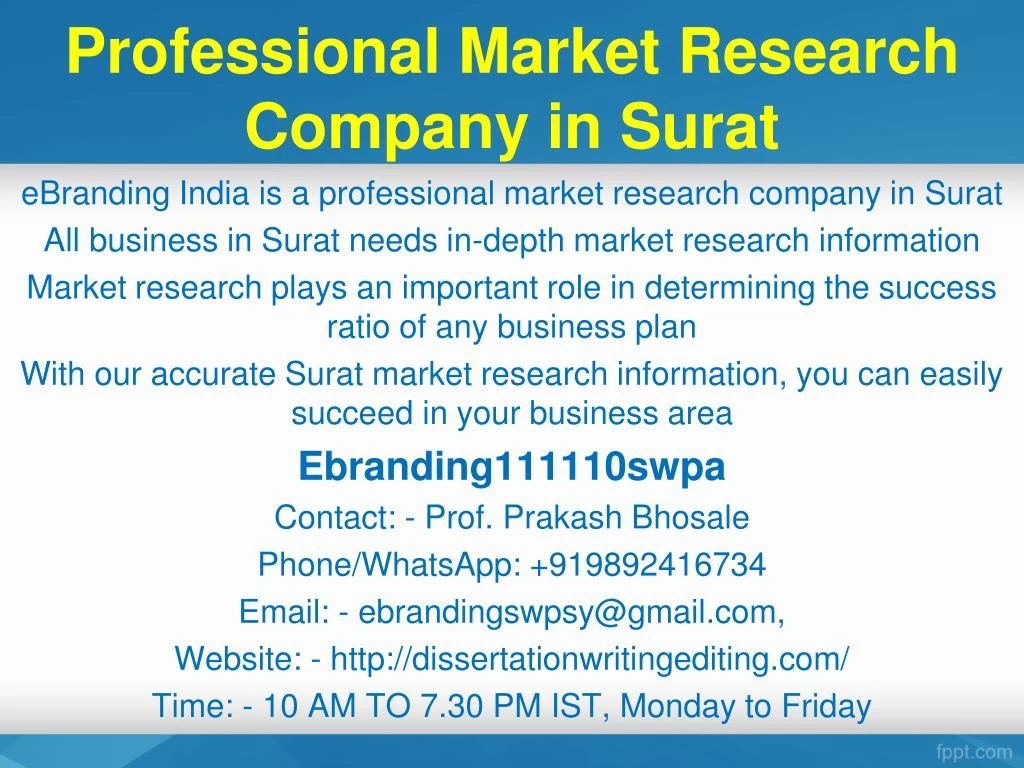 professional market research company in surat
