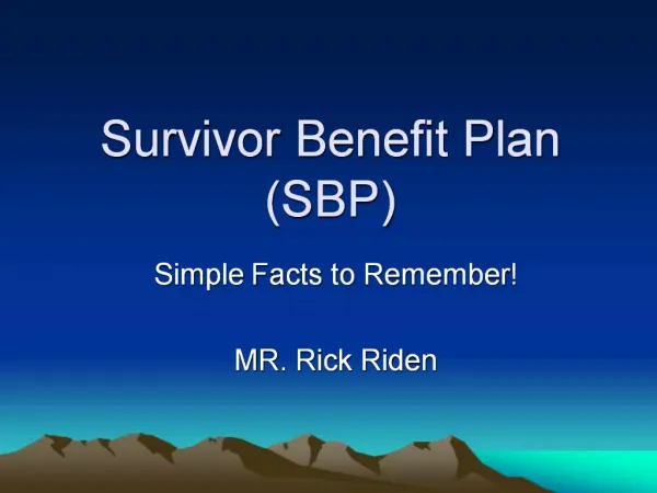 Survivor Benefit Plan SBP