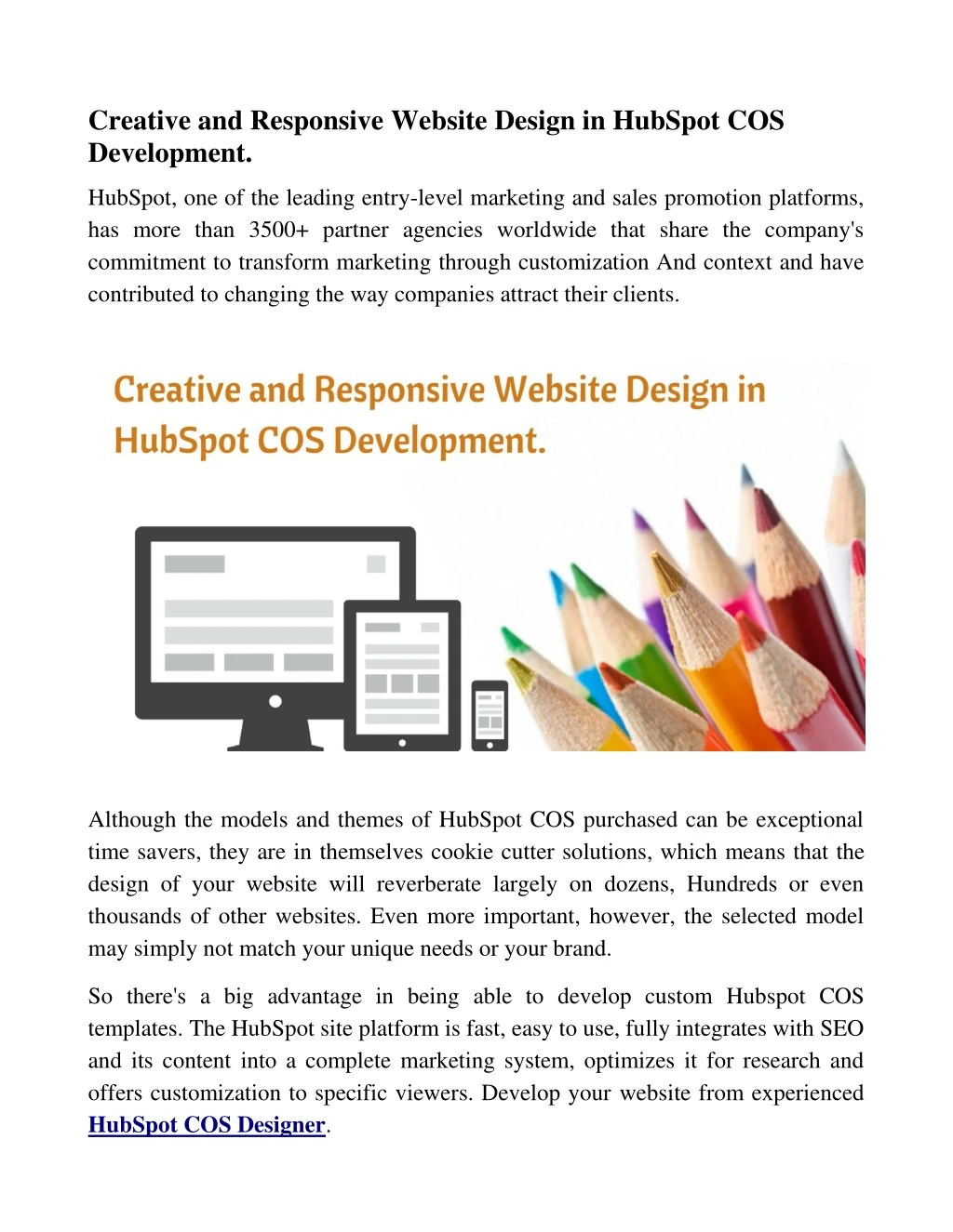 creative and responsive website design in hubspot
