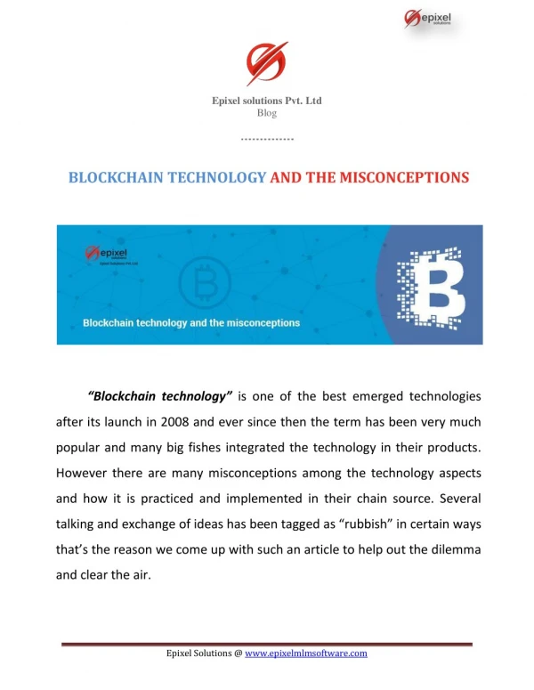 BLOCKCHAIN TECHNOLOGY AND THE MISCONCEPTIONS