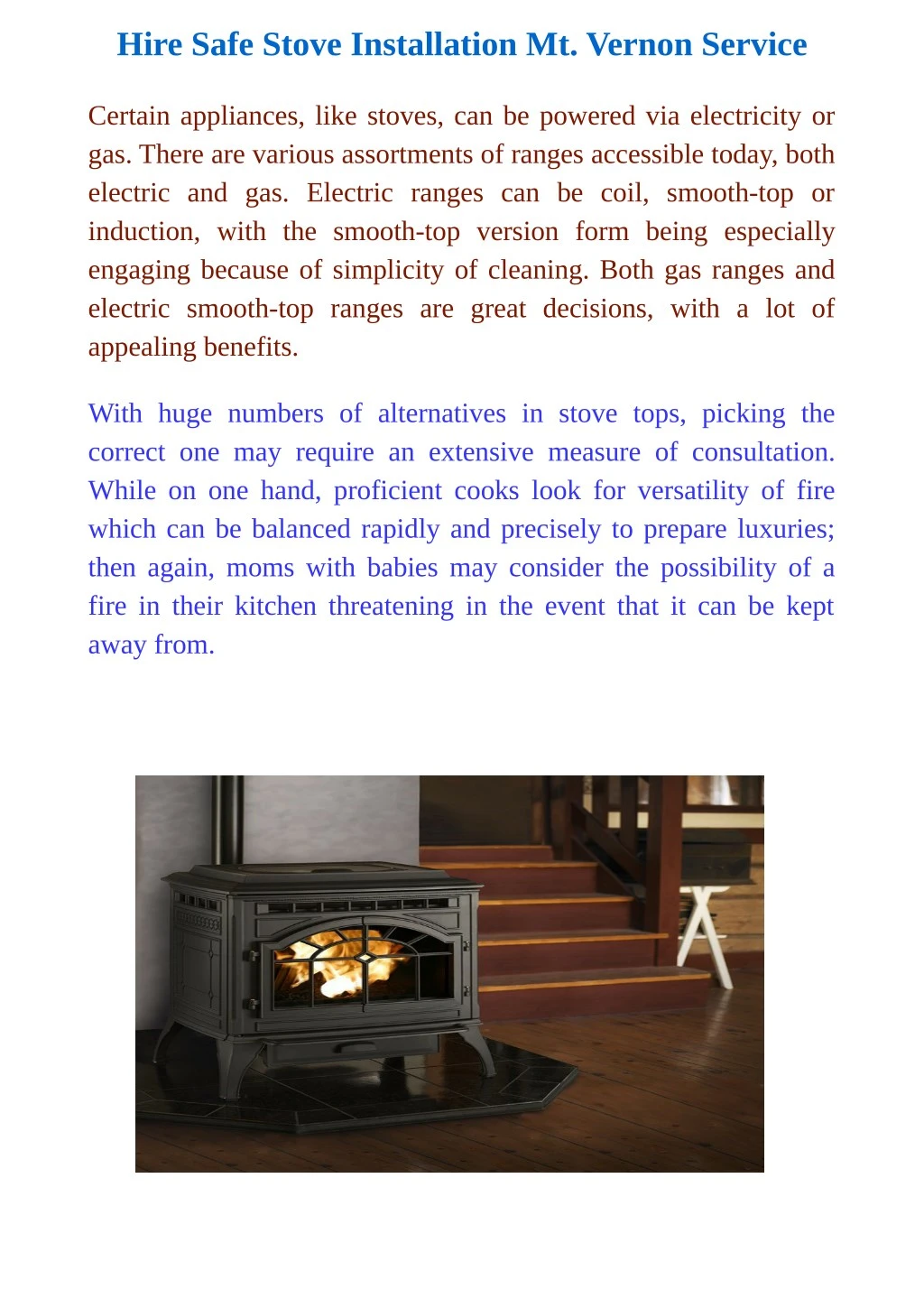 hire safe stove installation mt vernon service