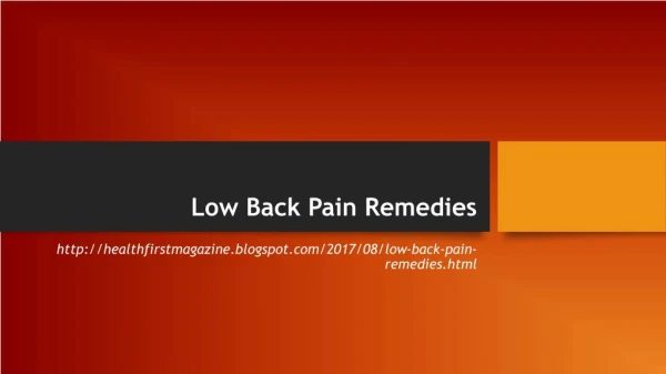 Low Back Pain Remedies