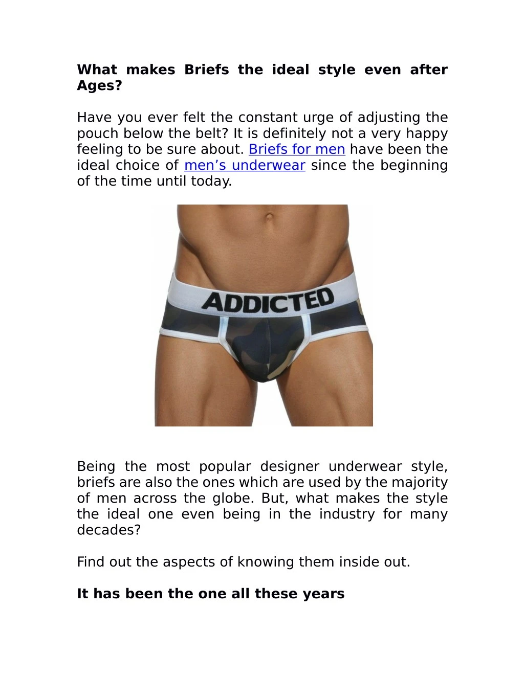 what makes briefs the ideal style even after ages