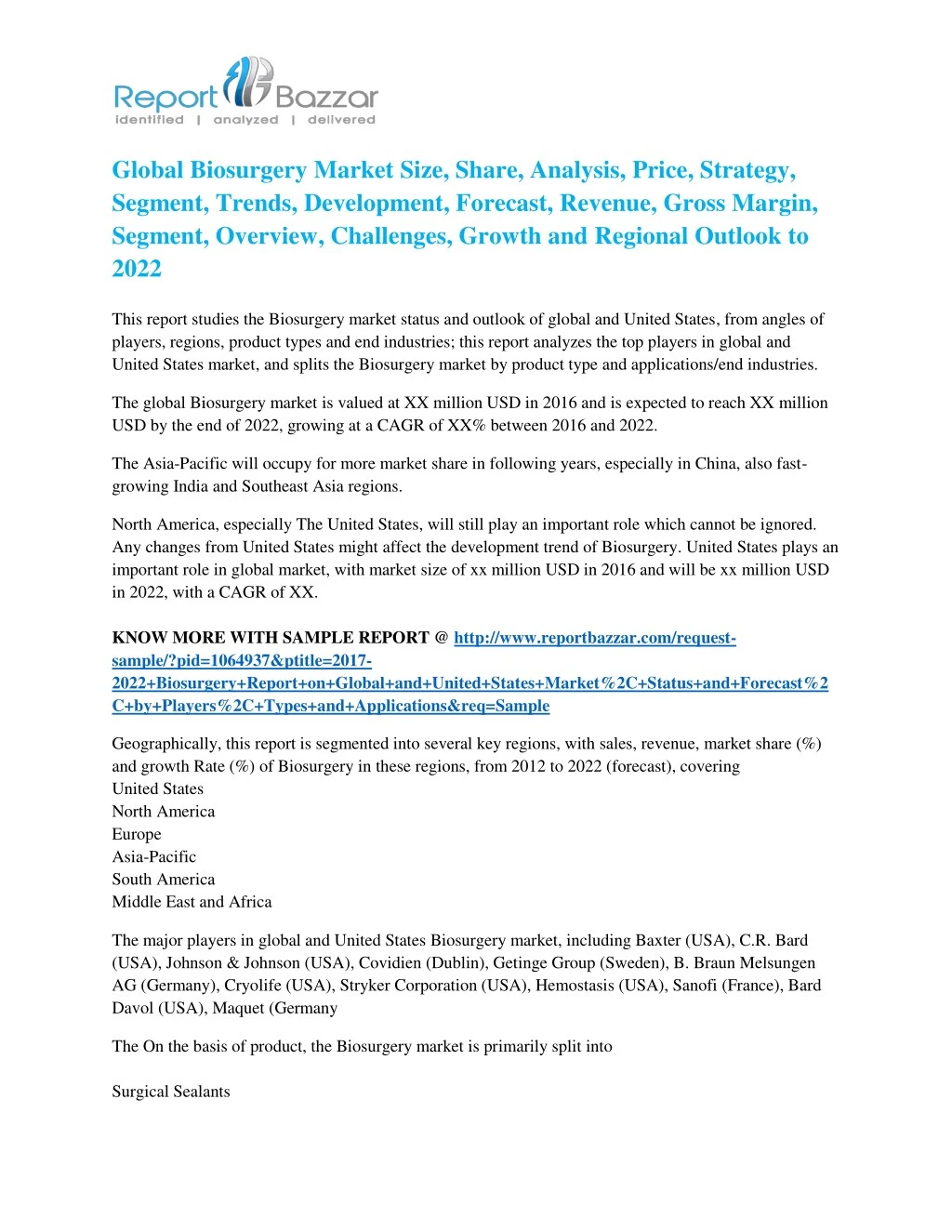 global biosurgery market size share analysis