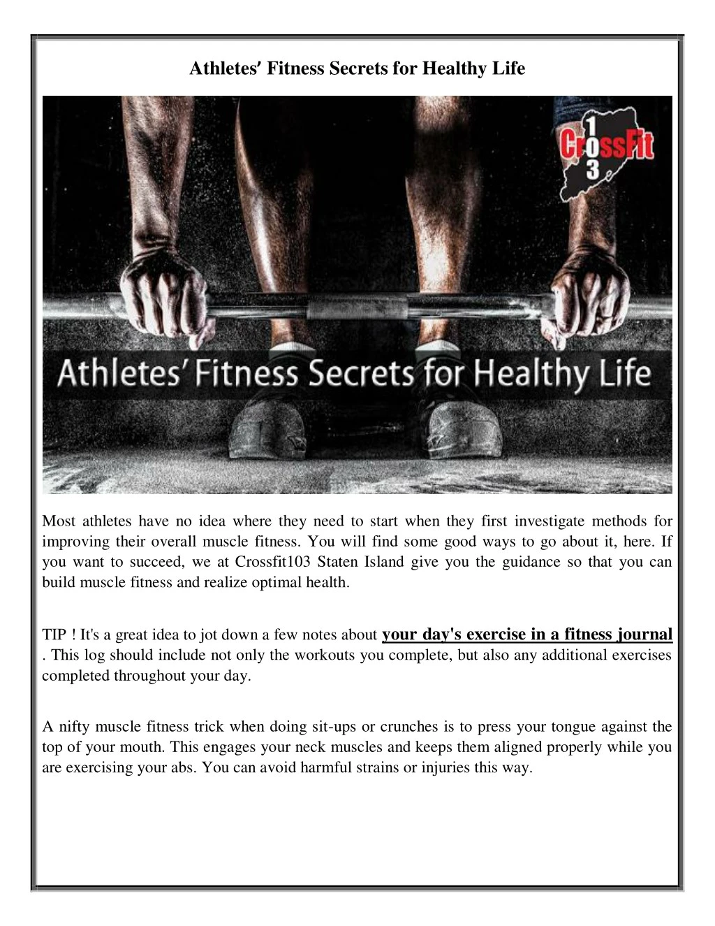 athletes fitness secrets for healthy life