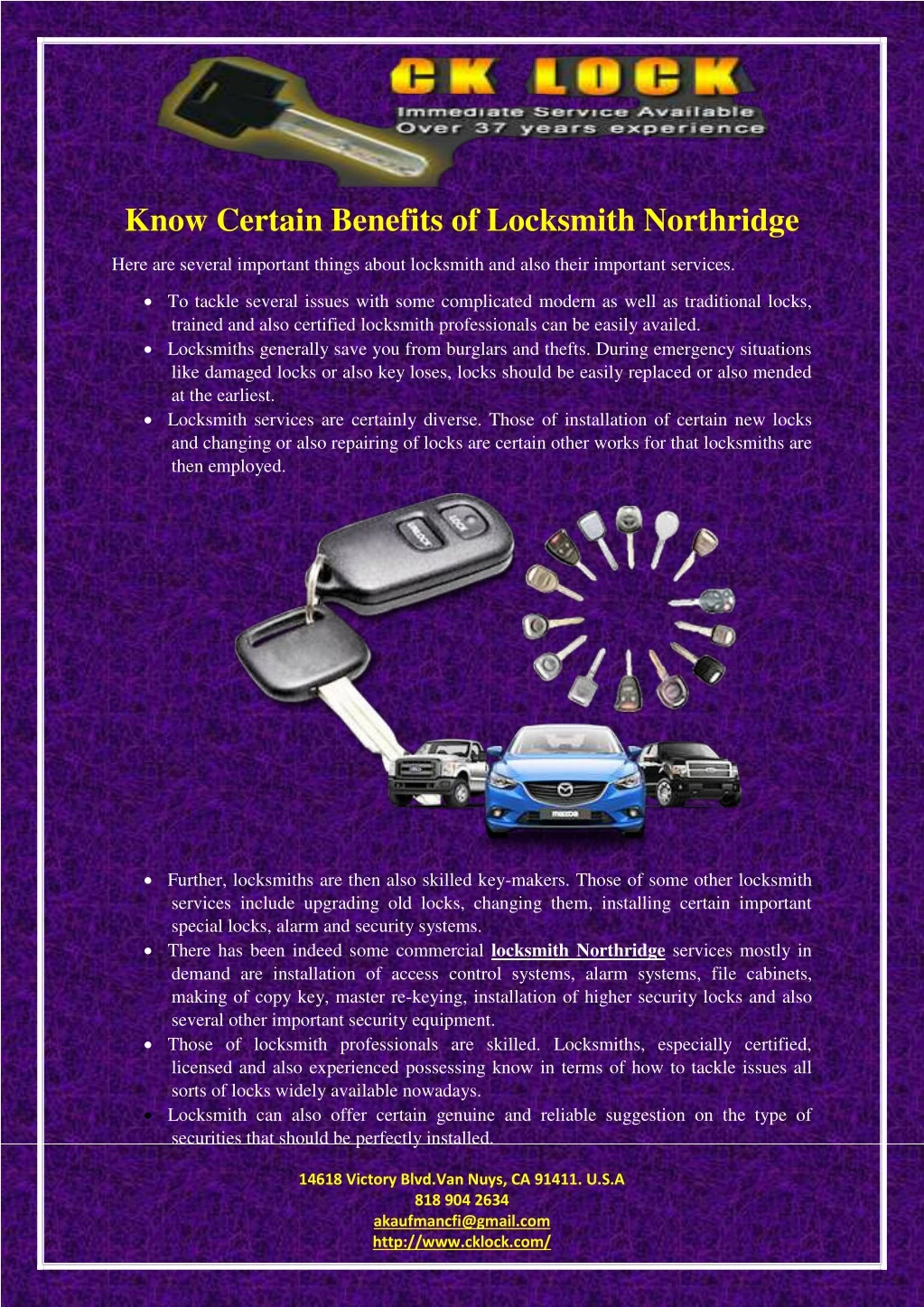know certain benefits of locksmith northridge