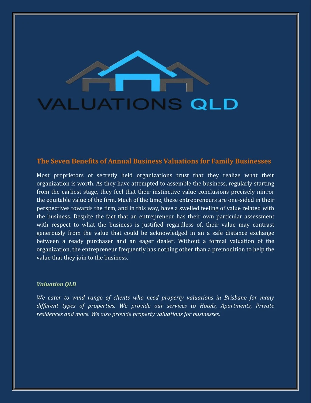 the seven benefits of annual business valuations