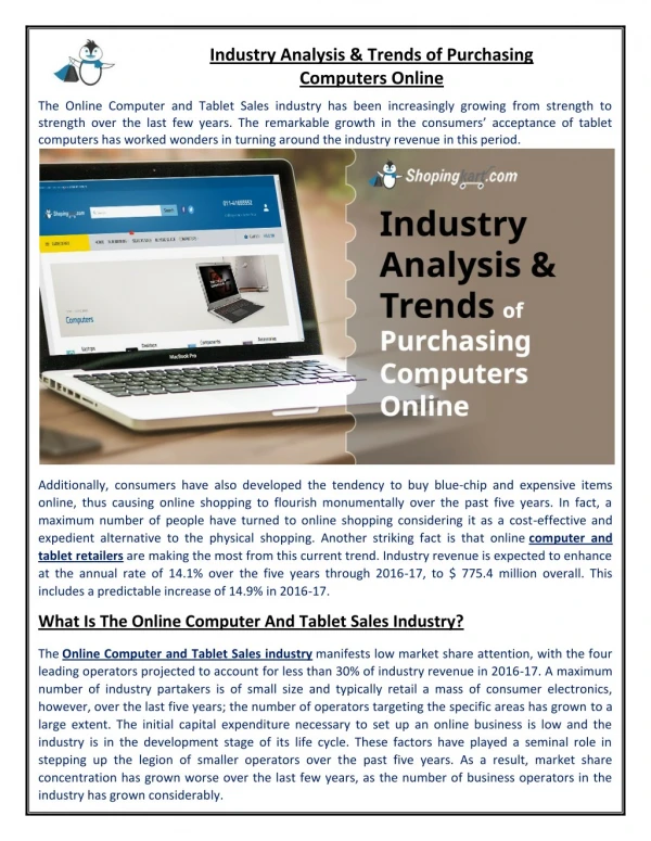 Industry Analysis & Trends of Purchasing Computers Online