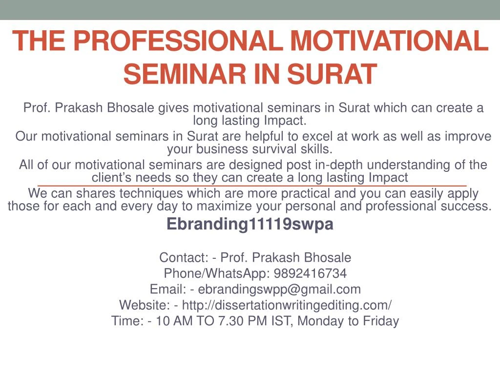 the professional motivational seminar in surat
