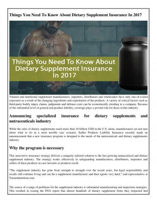 Things You Need To Know About Dietary Supplement Insurance In 2017 - slide 1