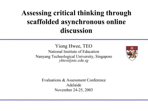 Assessing critical thinking through scaffolded asynchronous online discussion