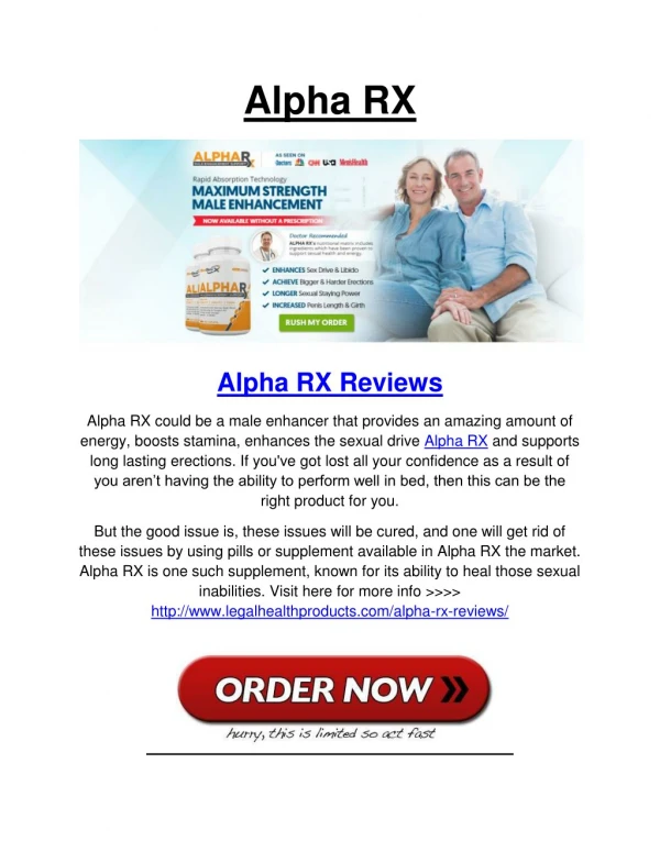 Alpha RX Male Enhancement Supplement Side Effects and Scam