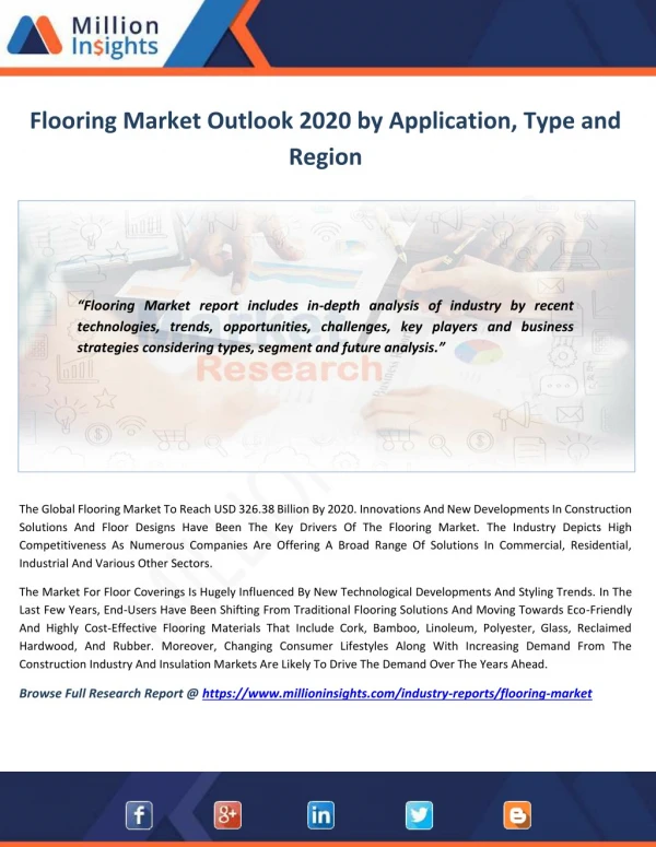 Flooring Market Technological Advancements & Competitive Insights to 2020
