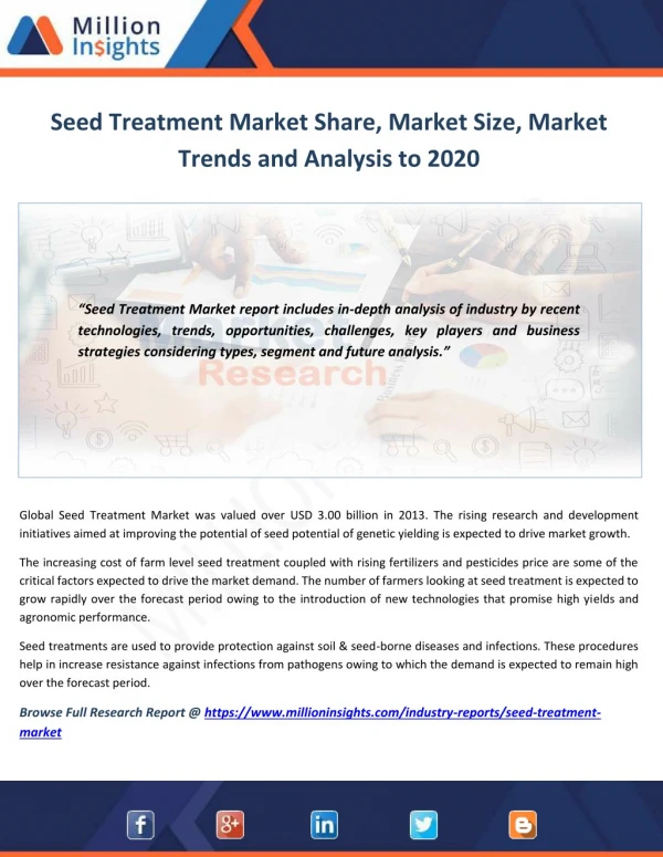 Seed Treatment Market Competitive Landscape with Industry Driver & Growth Rate to 2020