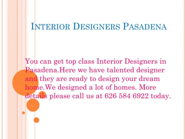 Interior Designers Pasadena