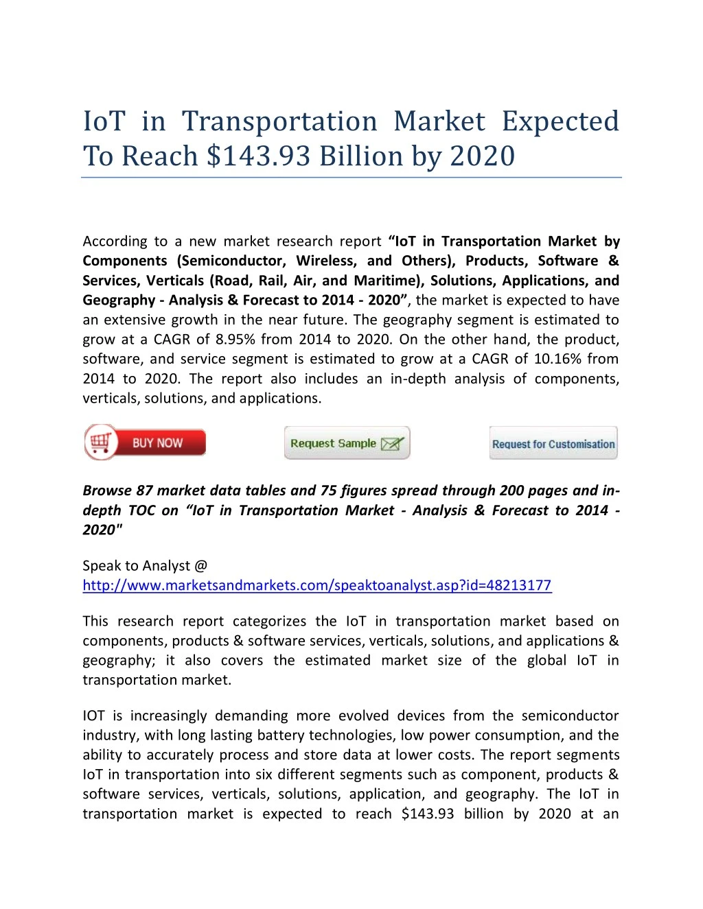iot in transportation market expected to reach