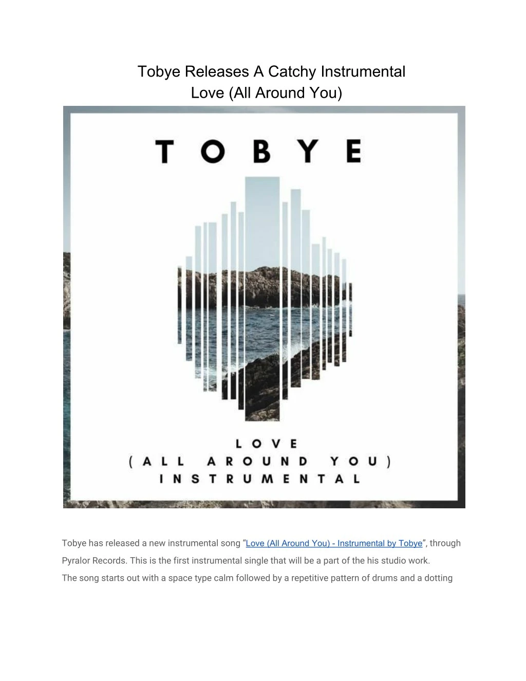tobye releases a catchy instrumental love