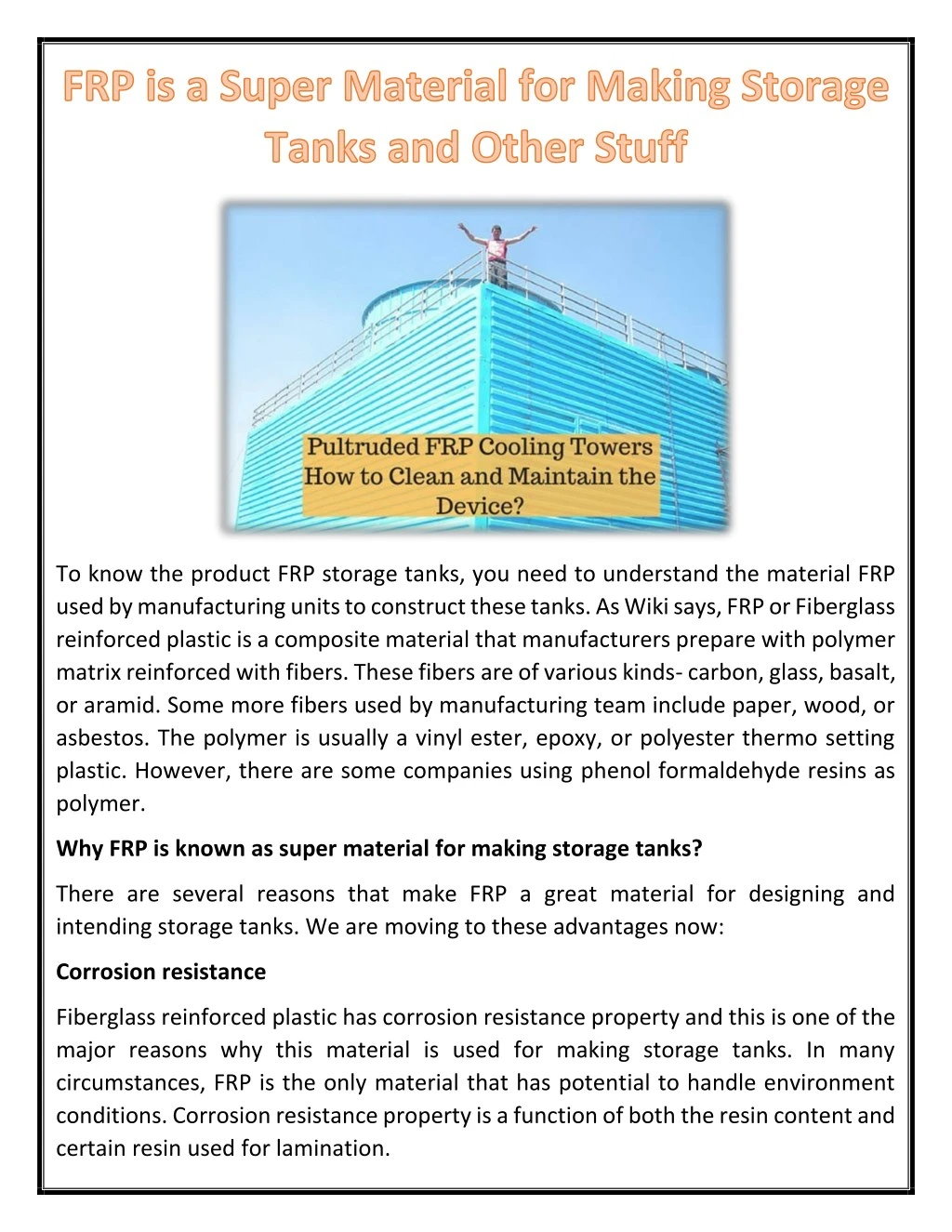 to know the product frp storage tanks you need